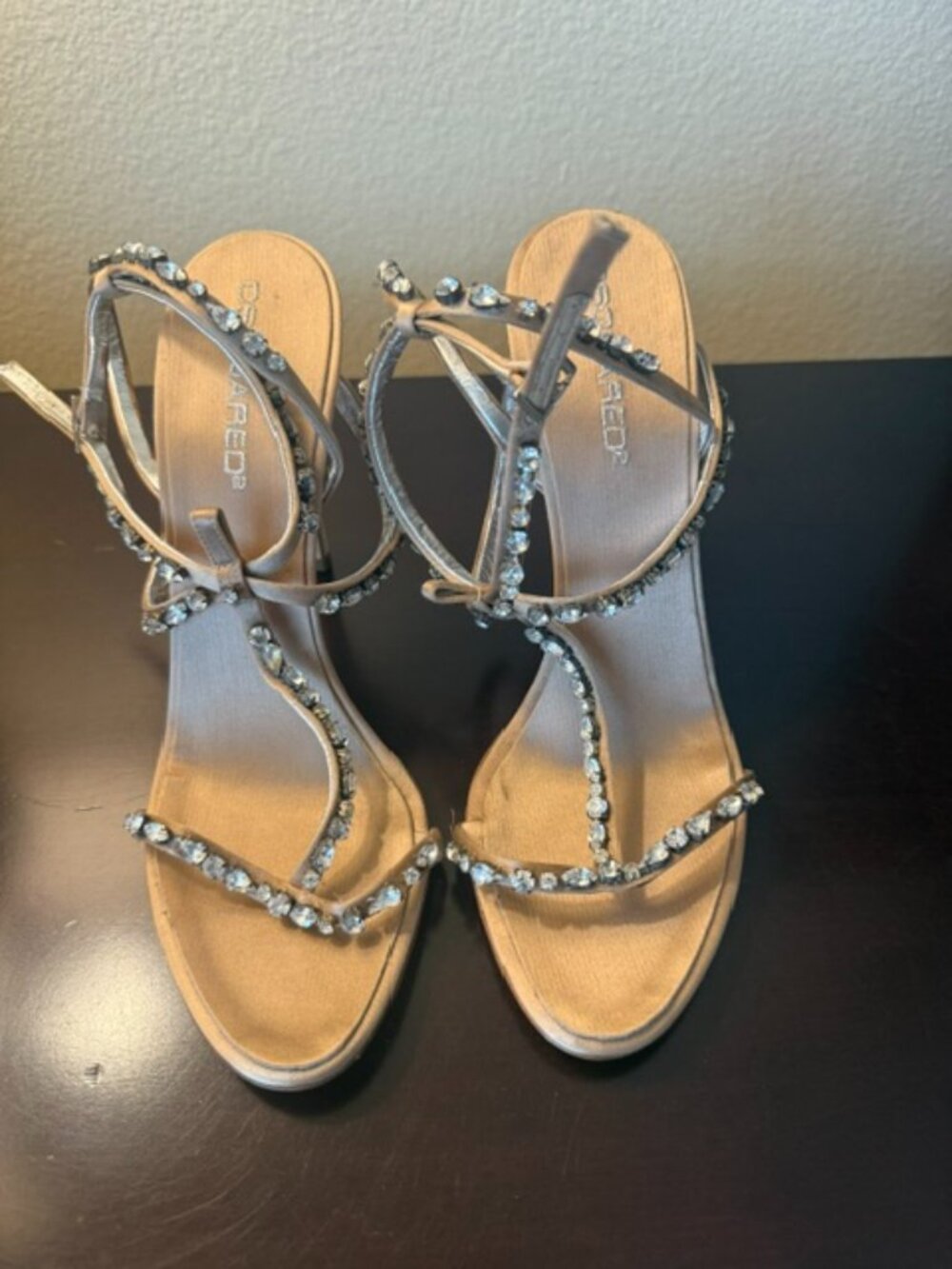 Dsquared2 Silk Crystal Embellished Strappy Sandals